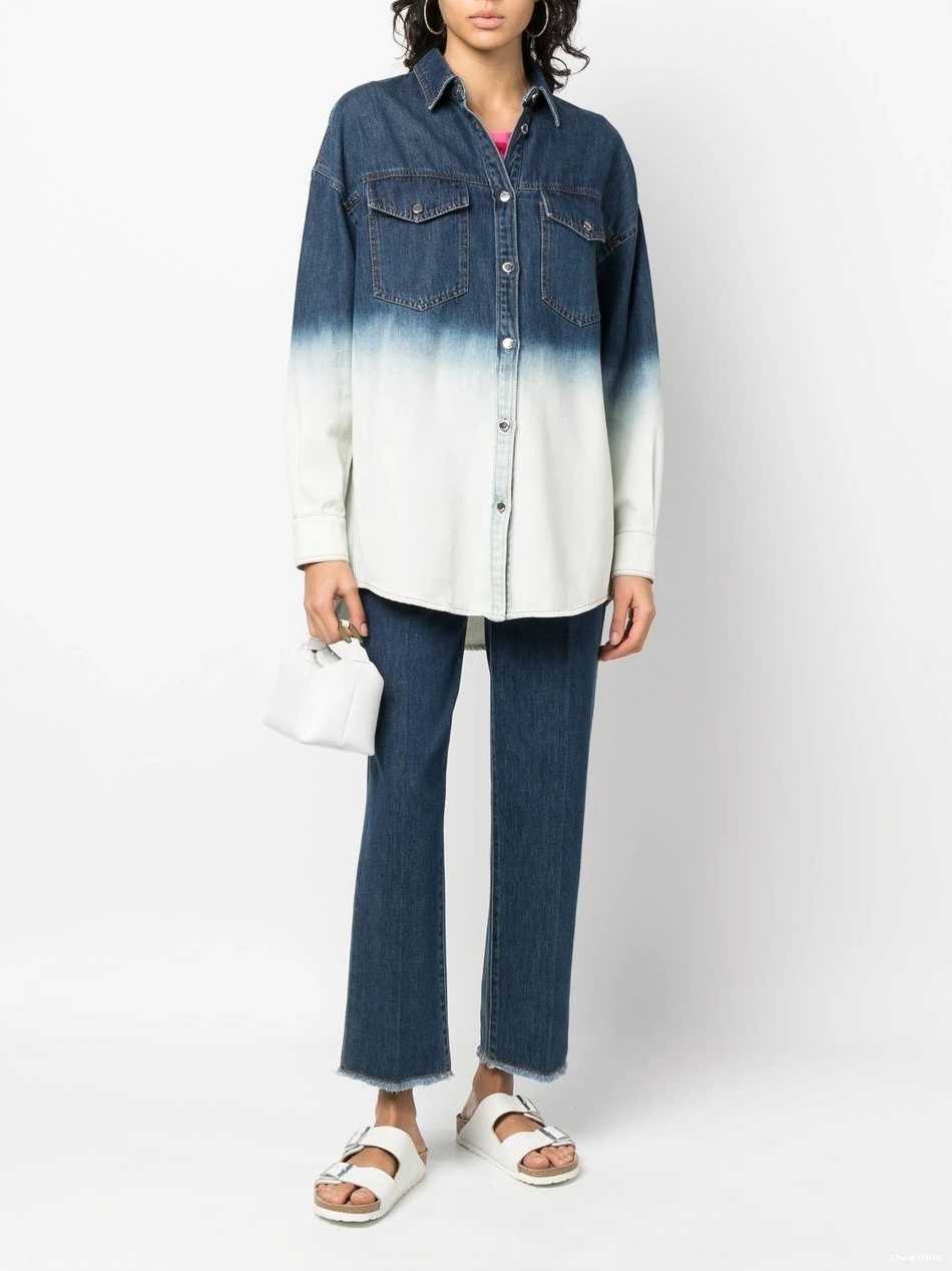 Cheap Women Moschino Love denim ombre-effect shirt 0403